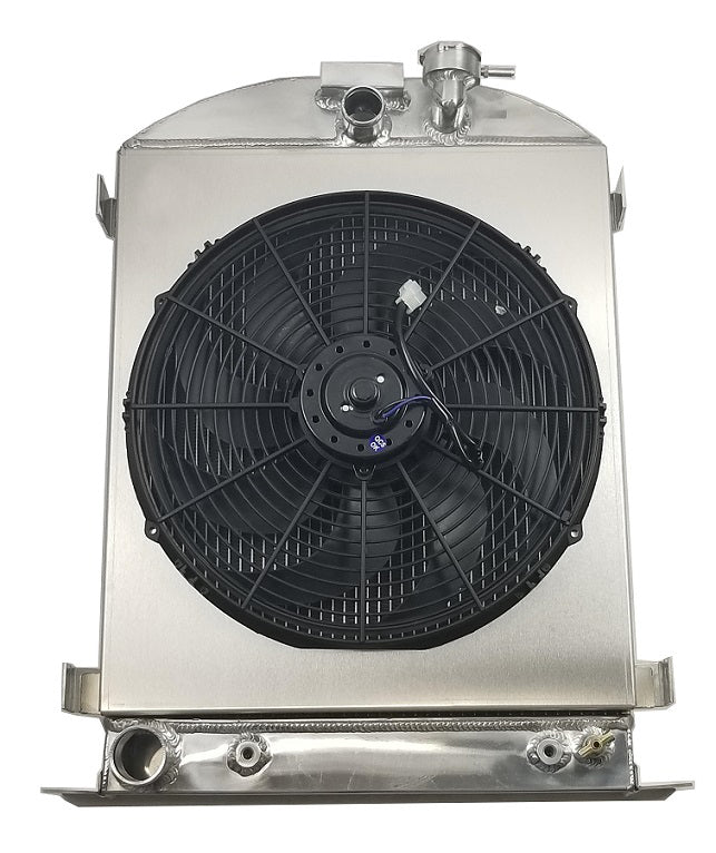 1932 Ford 3-Row Radiator, Shroud, Fan Combo - Champion Radiator