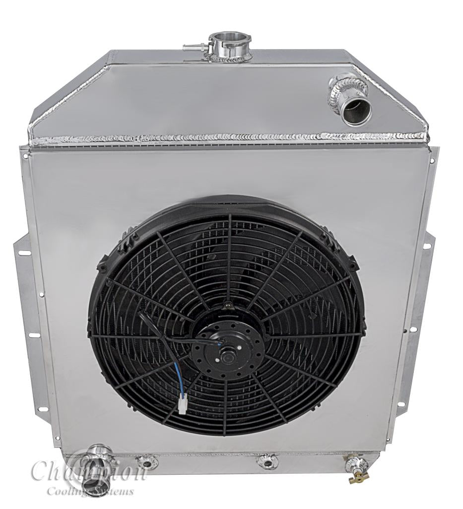 1942-1952 Ford Truck 2-Row Radiator, Shroud, Fan Combo - Ford Setup - Champion Radiator