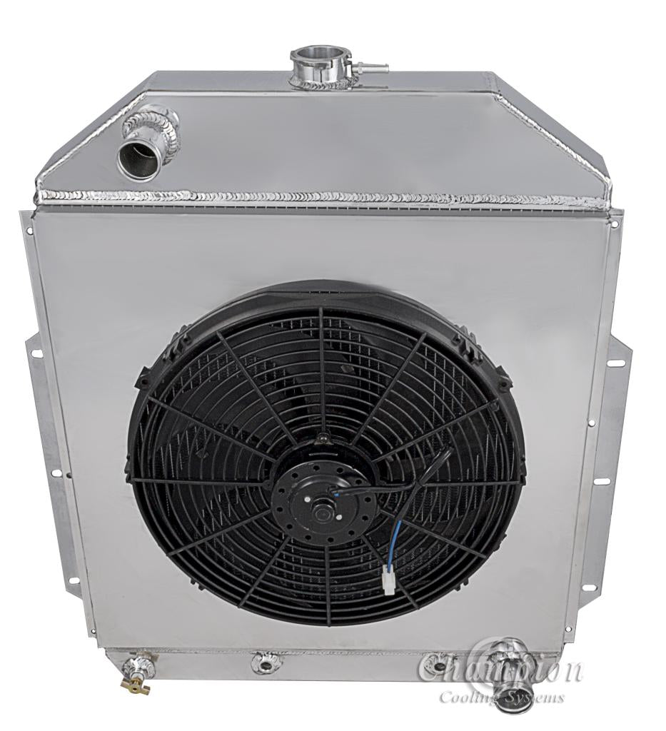 1942-1952 Ford Truck 2-Row Radiator, Shroud, Fan Combo - Chevy Setup - Champion Radiator