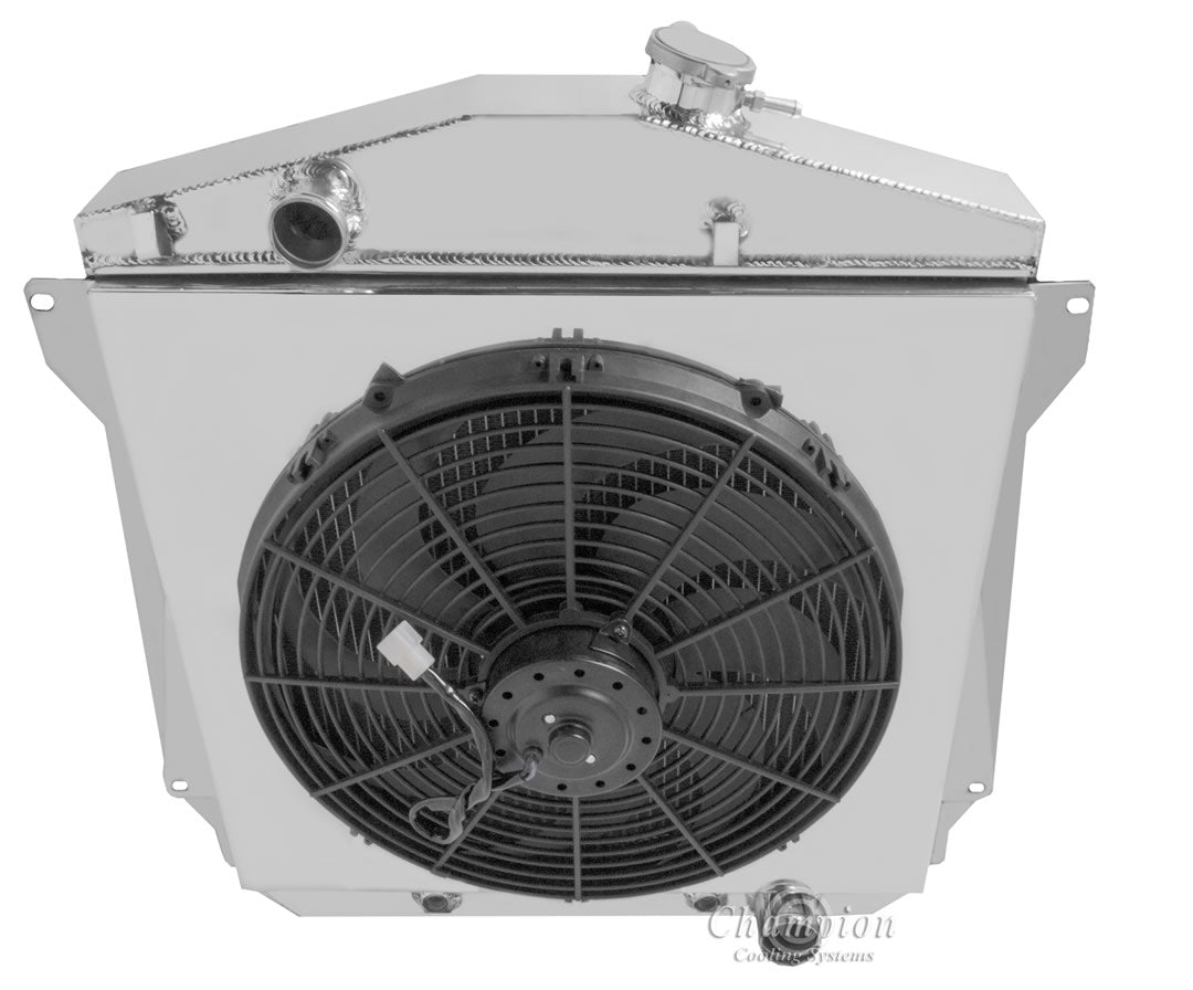 1943-1948 Chevy Car 3-Row Radiator, Shroud, Fan Combo - Champion Radiator
