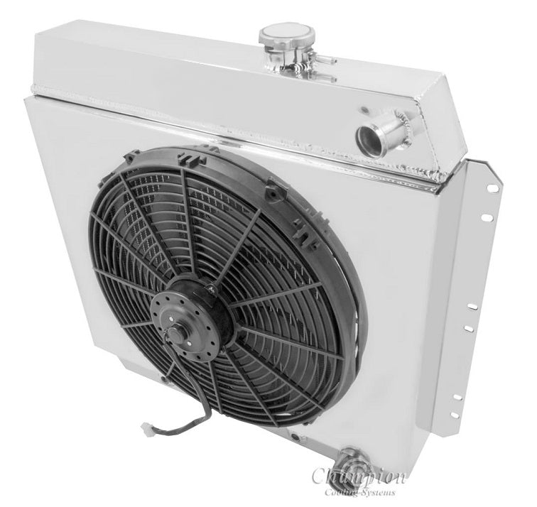 1949-1954 Chevy Bel Air LS Swap 3-Row Radiator, Shroud, Fan Combo - Champion Radiator