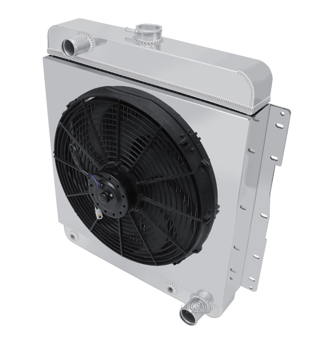 1958 Chevy Belair 3-Row Radiator, Shroud, Fan Combo - Champion Radiator