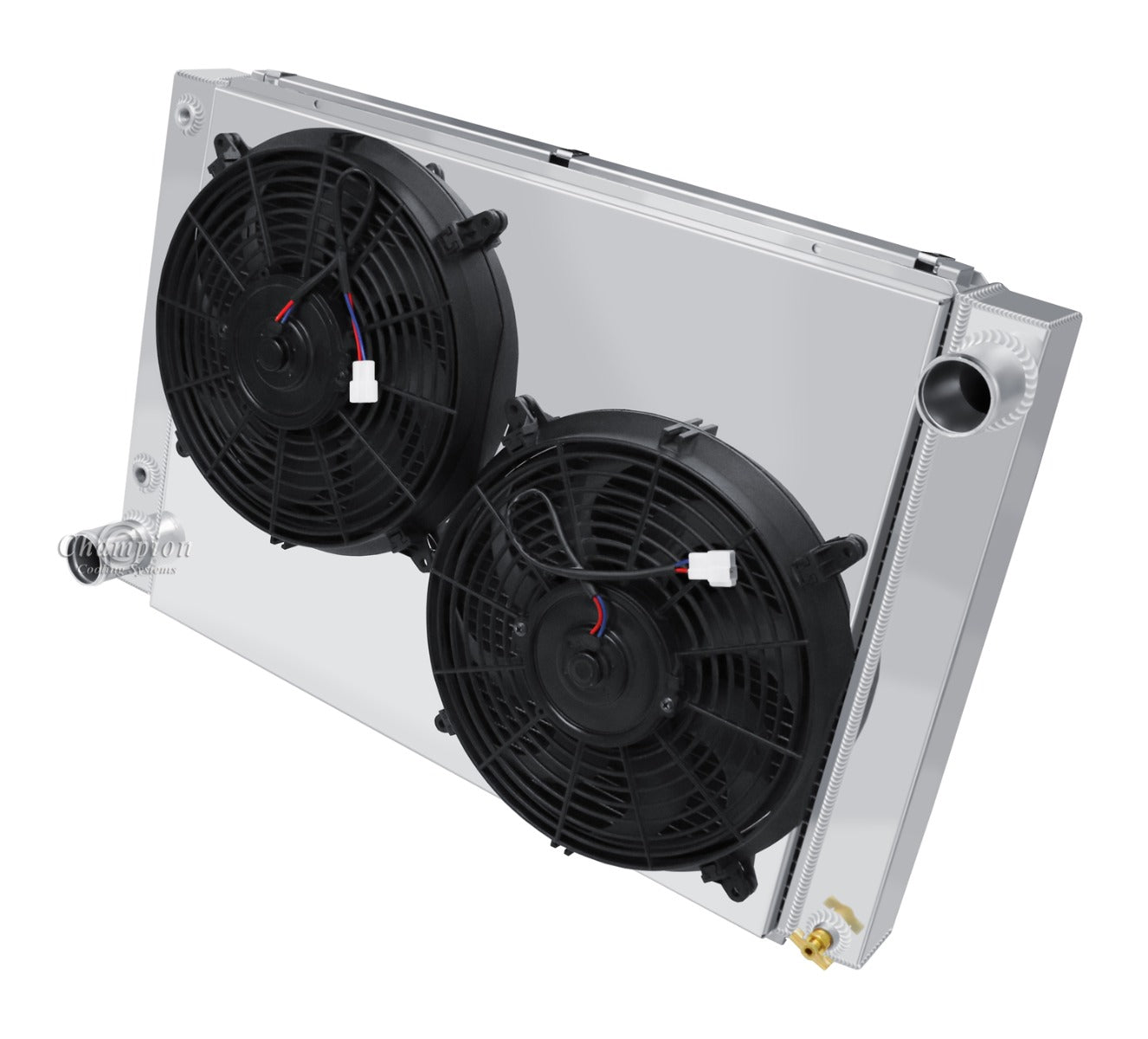 1961-1963 Ford Thunderbird 3-Row Radiator, Shroud, Dual Fan Combo - Champion Radiator