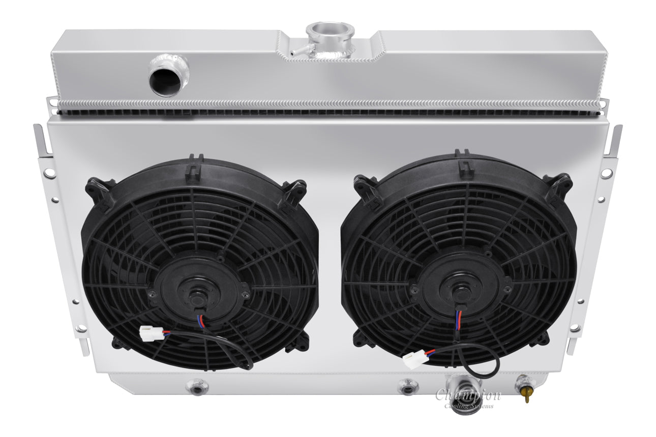 1965-1968 Chevy Caprice 4-Row Radiator, Shroud, Dual Fan Combo - Champion Radiator