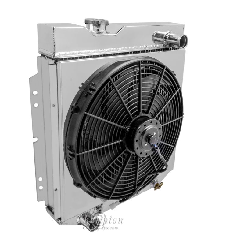 1964-1966 Ford Mustang 3-Row Coyote Swap Radiator, Shroud, Fan Combo - Champion Radiator