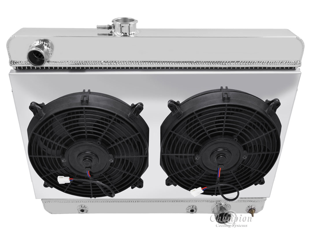 1964-1967 Pontiac Lemans 4-Row Radiator, Shroud, Dual Fan Combo - Champion Radiator