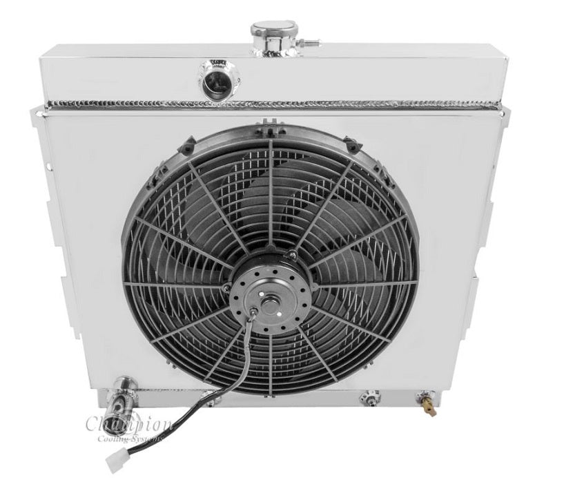 1965-1969 Dodge Coronet 3-Row Radiator, Shroud, Fan Combo - Champion Radiator