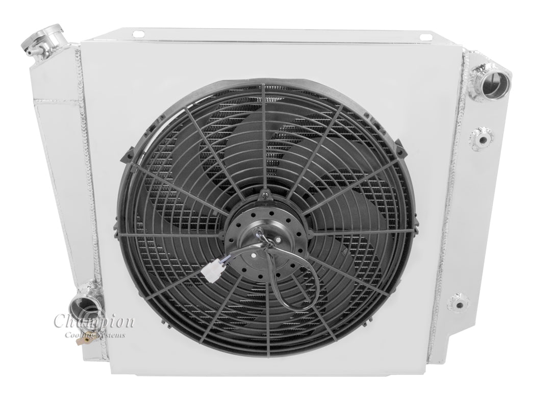 1966-1977 Ford Bronco 3-Row Radiator, Shroud, Fan Combo - 5.0 Swap - Champion Radiator
