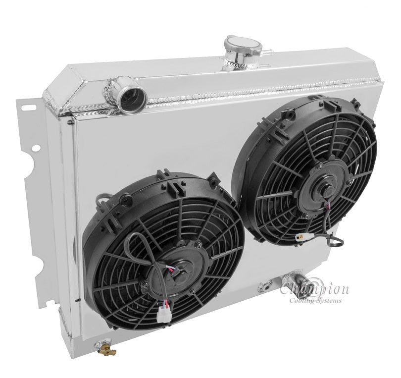 1970-1972 Dodge Dart, Demon 3-Row Radiator, Shroud, Dual Fan Combo - Champion Radiator