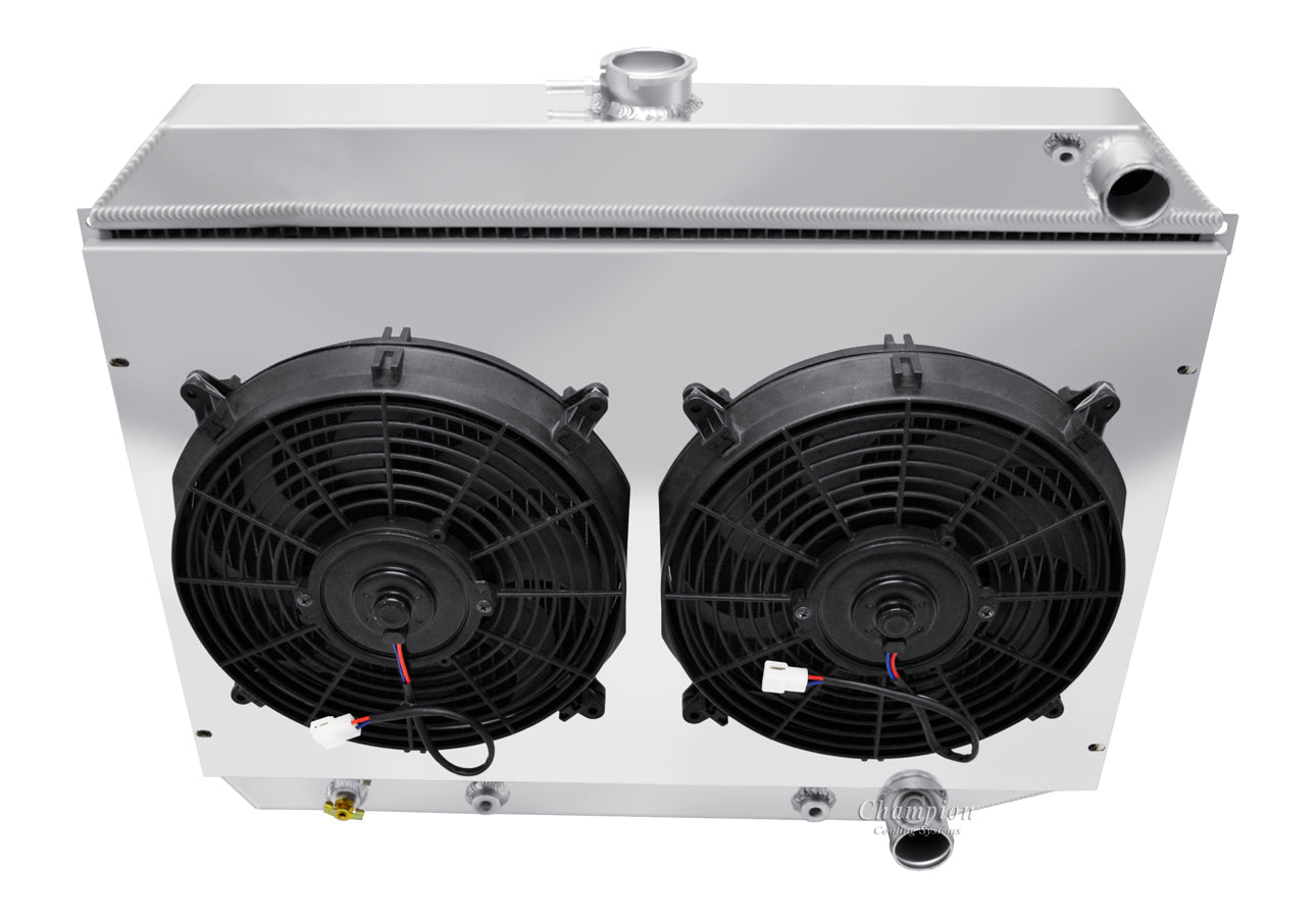 1970-1974 Plymouth Duster LS Swap 3-Row 26in Core Radiator, Shroud, Dual Fan Combo - Champion Radiator