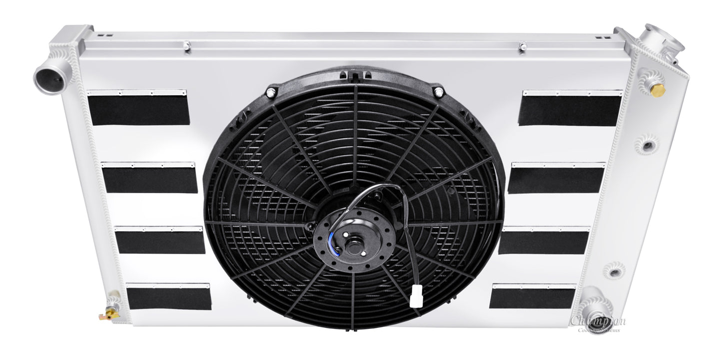 1975-1979 Chevy Nova 2-Row Radiator, Shroud, Fan Combo - Champion Radiator
