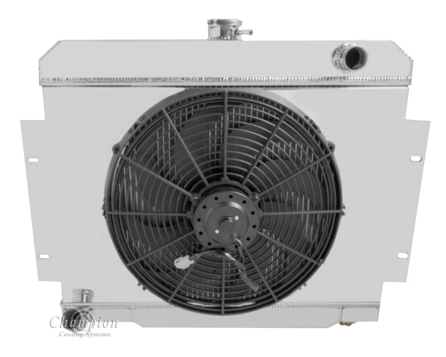 1970-1985 Jeep CJ 4-Row Radiator, Shroud, Fan Combo - Champion Radiator