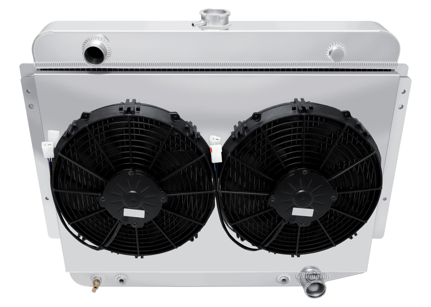 1972-1979 Dodge D100 Truck 3-Row Radiator, Shroud, Dual Fan Combo - Champion Radiator