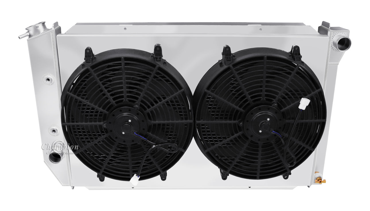 1974-1979 Mercury Cougar 3-Row Radiator, Shroud, Dual Fan Combo - Champion Radiator