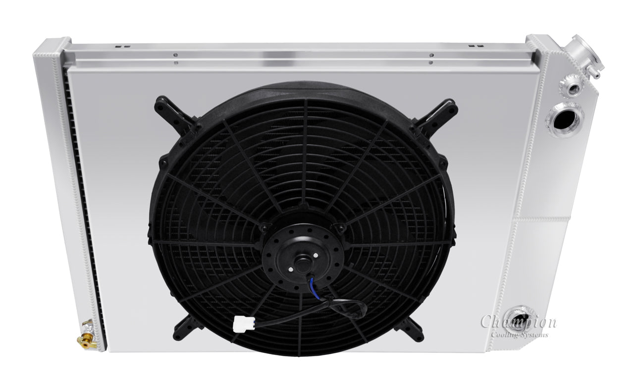 1973-1974 Oldsmobile Omega LS Swap 3-Row Radiator, Shroud, Fan Combo - Champion Radiator