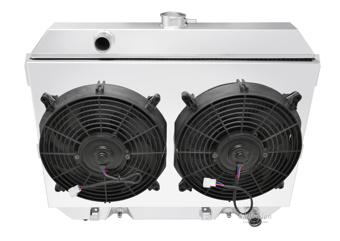 1975-1978 Datsun 280z 2-Row Radiator, Shroud, Dual Fan Combo - Champion Radiator