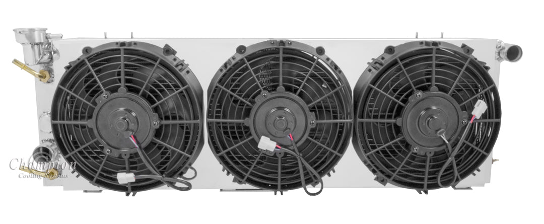 1984-1990 Jeep Cherokee 2-Row Radiator, Shroud, Triple Fan Combo - Champion Radiator