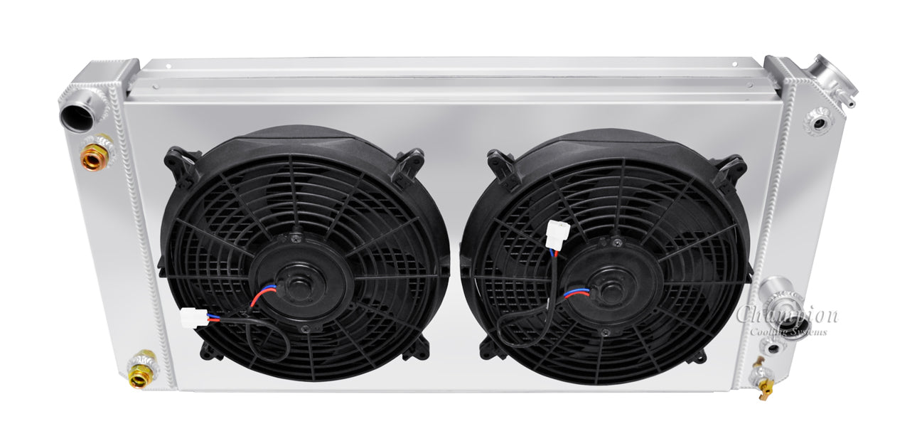 1996-2005 Chevy S-10 3-Row Radiator, Shroud, Dual Fan Combo - Champion Radiator