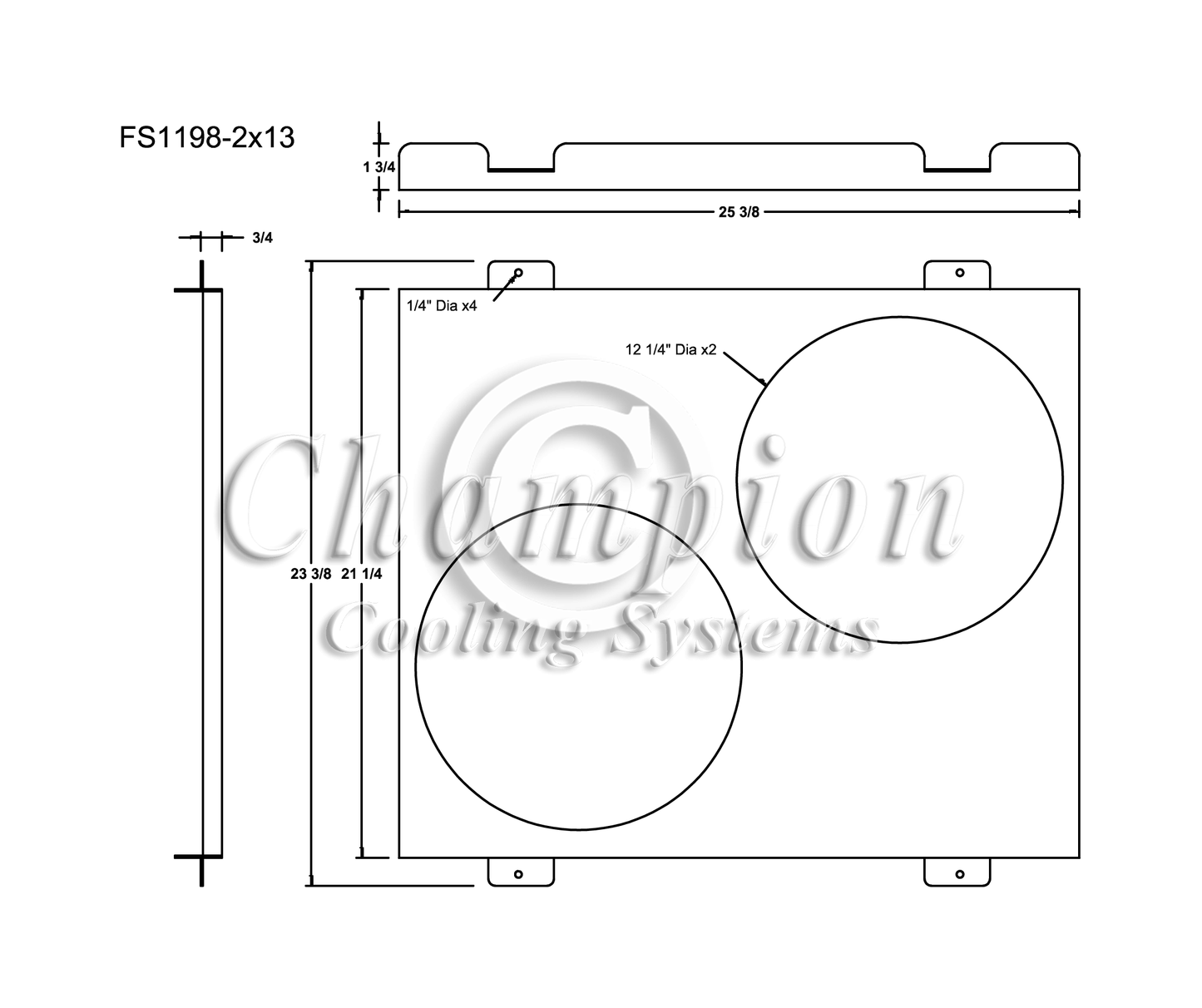 Electric Fan Shroud for 13in Fans - FS1198-2x13 - Champion Radiator