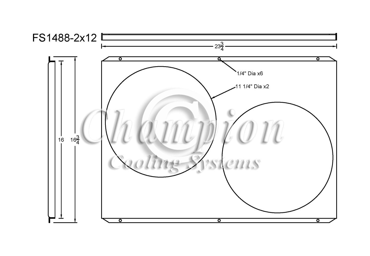 Electric Fan Shroud for 12in Fans - FS1488-2x12 - Champion Radiator