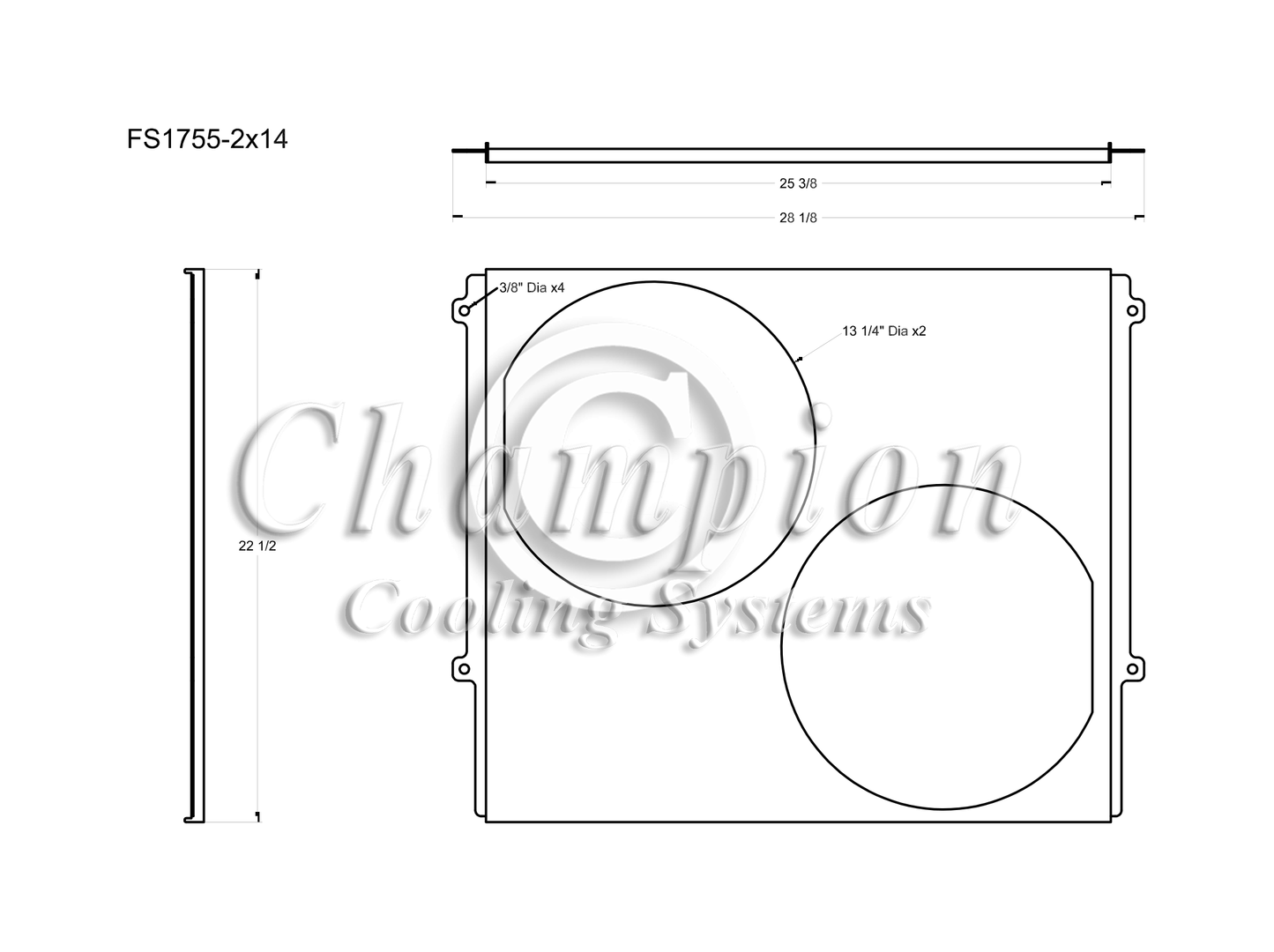 Electric Fan Shroud for 14in Fans - FS1755-2x14 - Champion Radiator