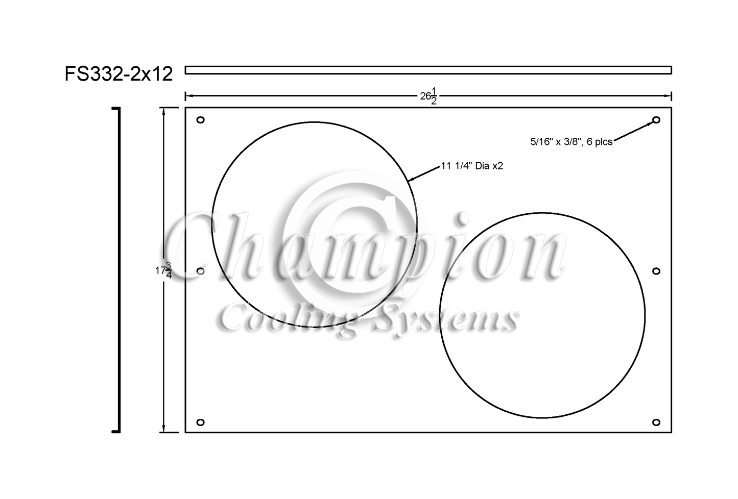 Electric Fan Shroud for 12in Fans - FS332-2x12 - Champion Radiator
