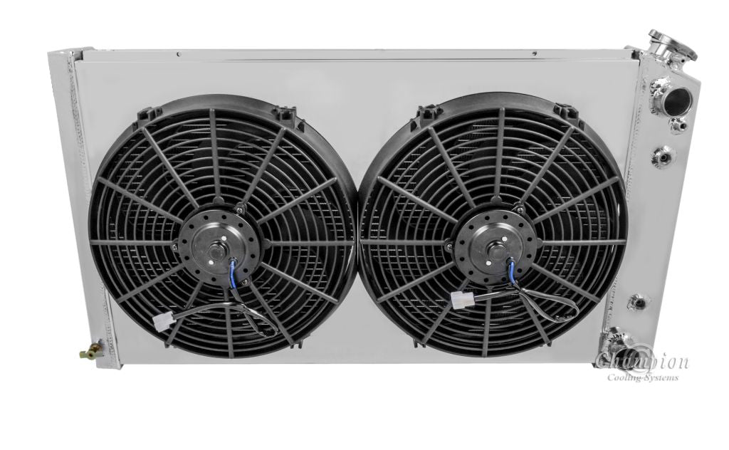1978-1983 Chevy Malibu 3-Row LS Radiator, Shroud, Dual Fan Combo - Champion Radiator