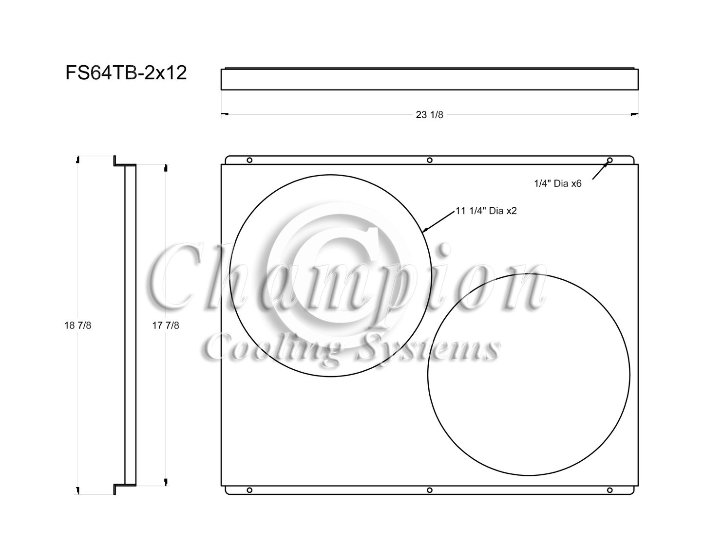 Electric Fan Shroud for 12in Fans - 23 1/8" x 18 7/8" - Champion Radiator