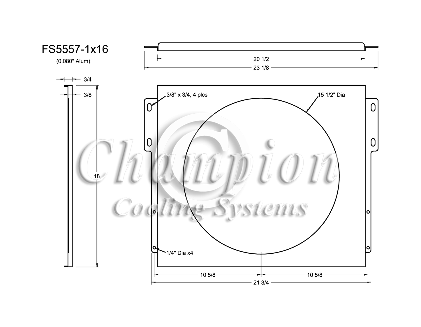 Electric Fan Shroud for 16in Fan - 23 1/8" x 18" - Champion Radiator