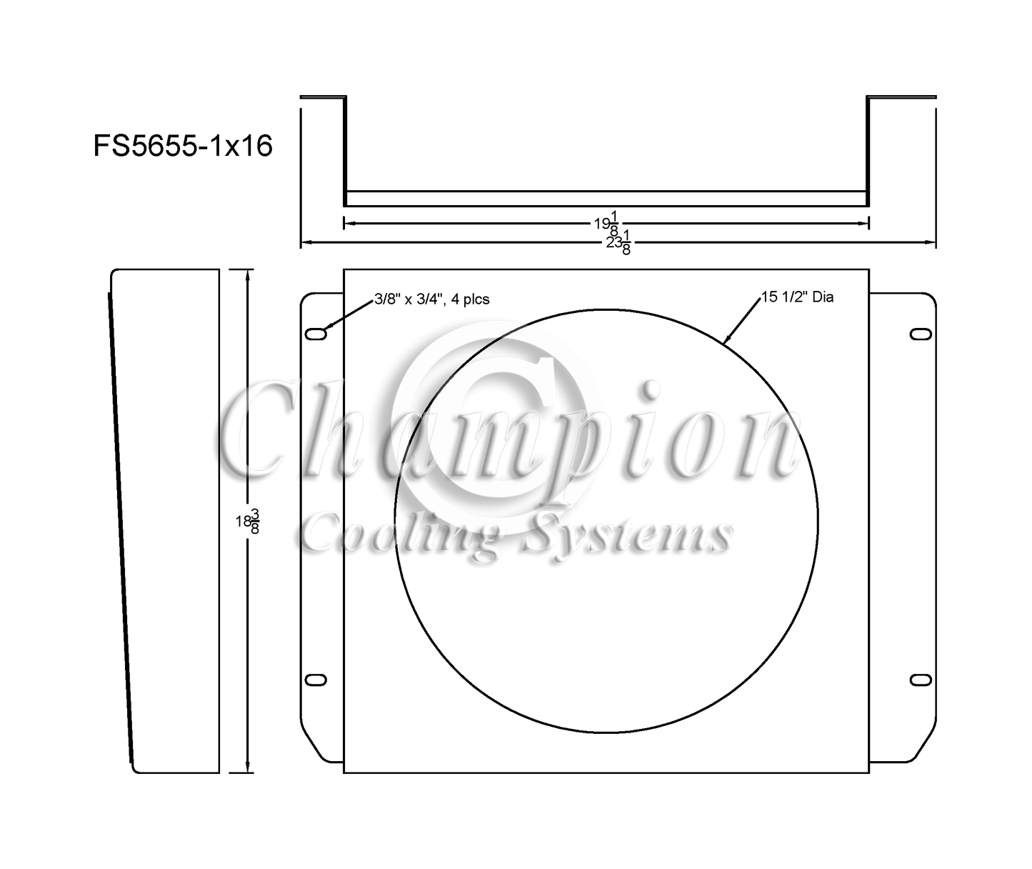 Electric Fan Shroud for 16in Fan - 23 1/8" x 18 3/8" - Champion Radiator