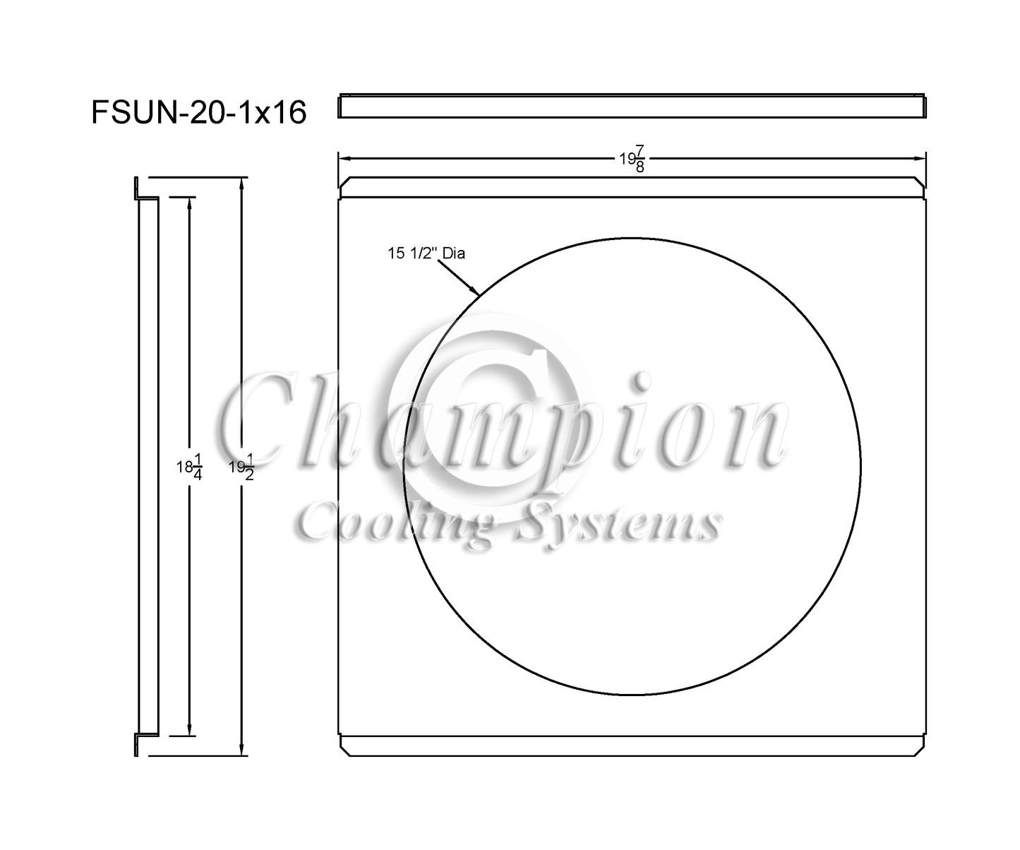 Electric Fan Shroud for 16in Fans - 19 7/8" x 19 1/2" - Champion Radiator