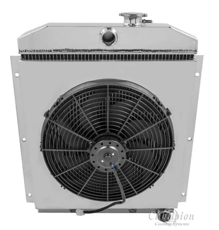 1947-1954 Chevy Truck 4-Row Radiator, Shroud, Fan Combo - Champion Radiator