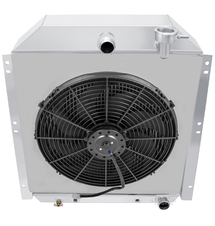 1947-1954 GMC Truck 3-Row Radiator, Shroud, Dual Fan Combo - Champion Radiator