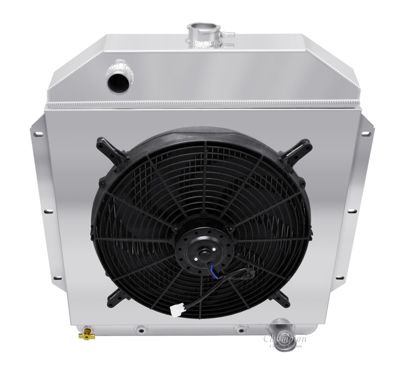 1949-1953 Ford 3-Row Radiator, Shroud, Fan Combo - Chevy Motor - Champion Radiator
