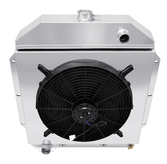 1949-1953 Ford 4-Row Radiator, Shroud, Fan Combo - Champion Radiator