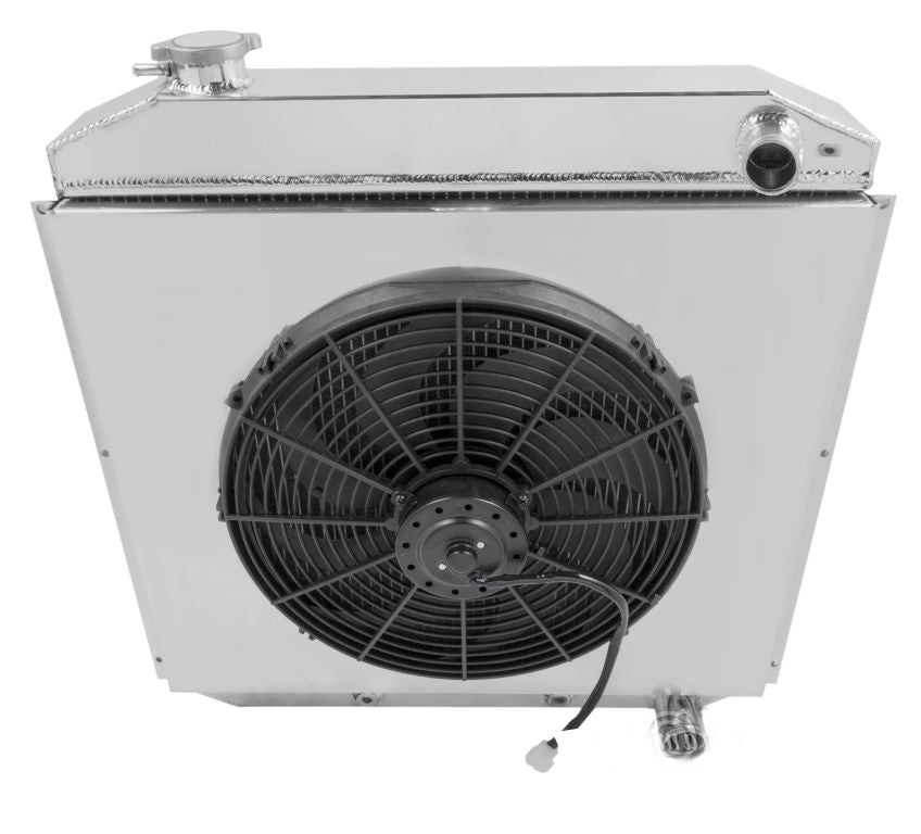 1953-1956 Ford Truck, F100 3-Row LS Swap Radiator, Shroud, Fan Combo - Champion Radiator