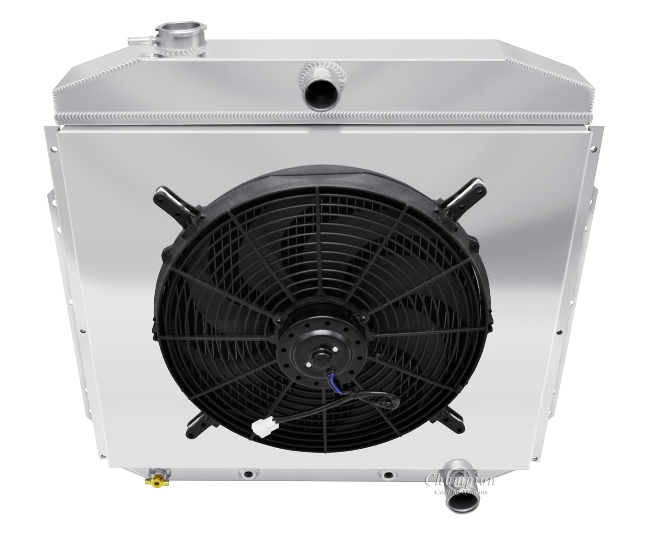 1953-1956 Ford Truck, F100 3-Row Radiator, Shroud, Fan Combo - Chevy Engine - Champion Radiator