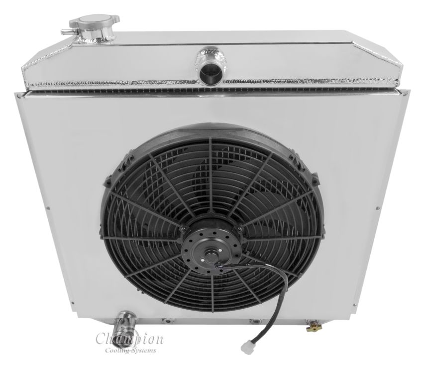 1953-1956 Ford Truck, F100 3-Row Radiator, Shroud, Fan Combo - Ford Setup - Champion Radiator