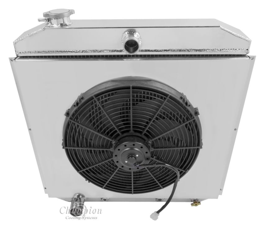 1953-1956 Ford Truck, F100 Coyote Swap 3-Row Radiator, Shroud, Fan Combo - Champion Radiator