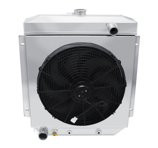1954- 1956 Ford Fairlane 3-Row Radiator, Shroud, Fan Combo - Champion Radiator