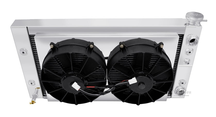 1955-1957 Chevy 210 Dual Pass 2-Row Radiator, Shroud, Dual Fan Combo ...