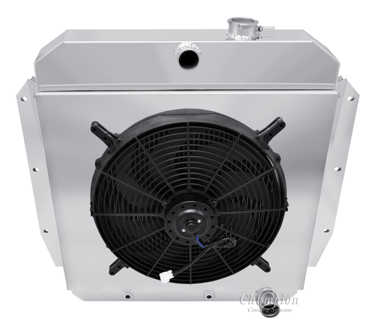 1955-1959 Chevy Truck 2-Row Radiator, Shroud, Fan Combo - Champion Radiator