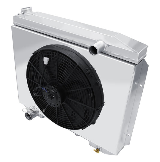 1957 -1959 Ford Club 3-Row Radiator, Shroud, Fan Combo - Champion Radiator