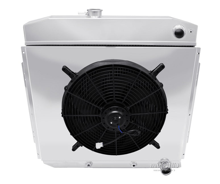 1957-1960 Ford Truck, F100 3-Row LS Swap Radiator, Shroud, Fan Combo - Champion Radiator