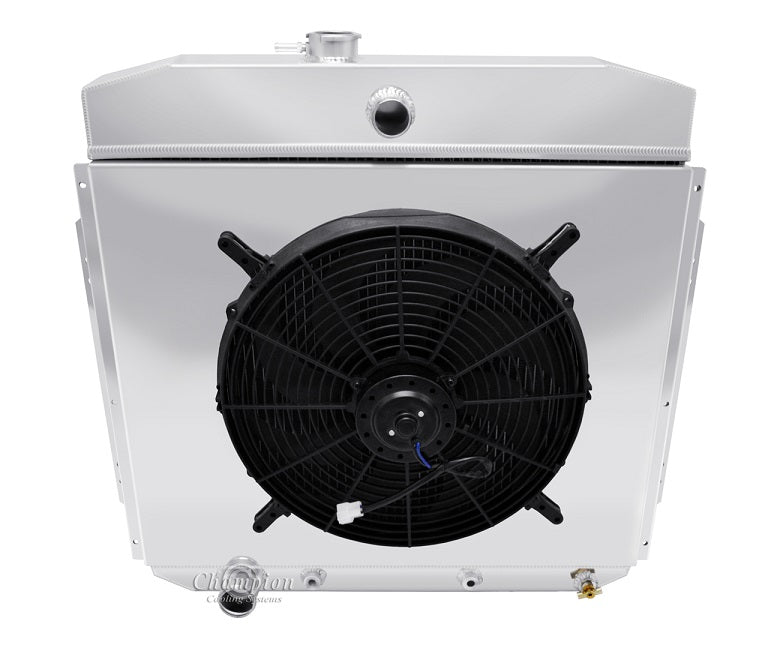 1957-1960 Ford Truck, F100 3-Row Radiator, Shroud, Fan Combo - Champion Radiator