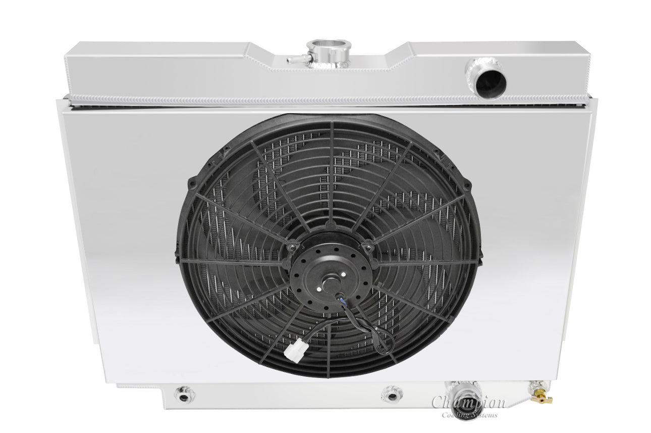 1959-1964 Chevy Bel Air 4-Row Radiator, Shroud, Fan Combo - Champion Radiator