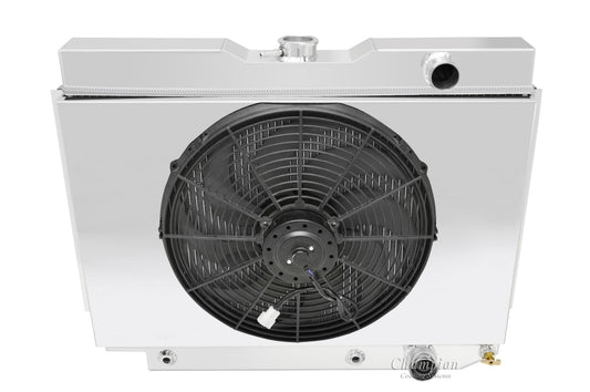 1959-1964 Chevy Biscayne 4-Row Radiator, Shroud, Fan Combo - Champion Radiator