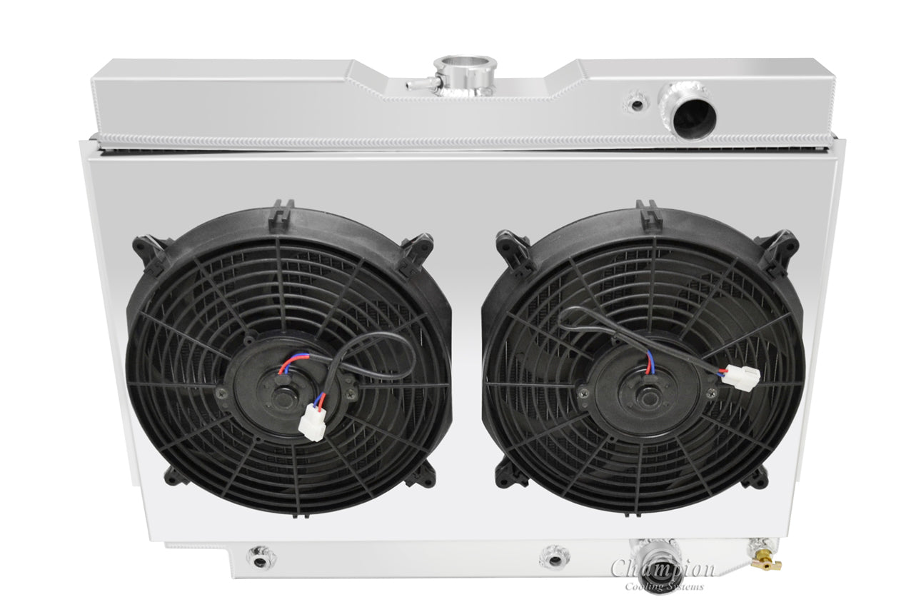 1959-1963 Impala LS Swap 4-Row Radiator, Shroud, Dual Fan Combo - Cham ...