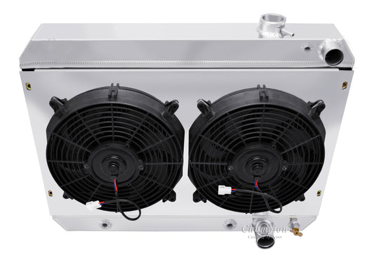 1962-1965 Chevy Nova LS Swap 4-Row Radiator, Shroud, Dual Fan Combo - Champion Radiator