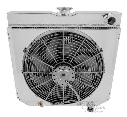 1962-1969 Ford Fairlane 4-Row Radiator, Shroud, Fan Combo - Champion Radiator